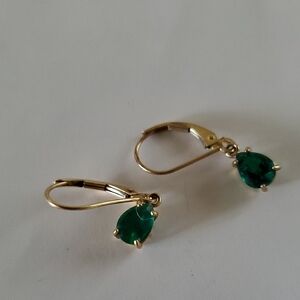Elegant Emerald Green 14K Drop Earrings By LGL